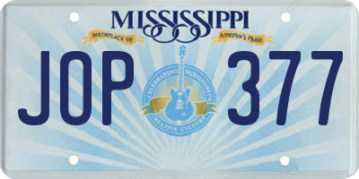 MS license plate JOP377