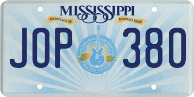 MS license plate JOP380