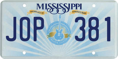 MS license plate JOP381