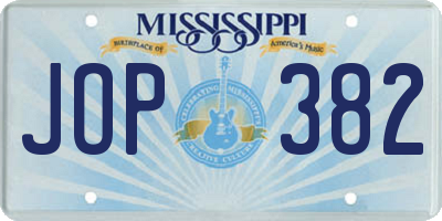 MS license plate JOP382