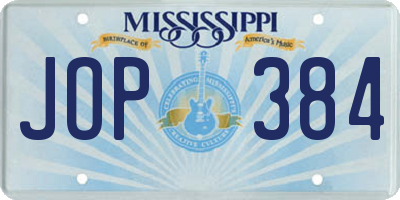 MS license plate JOP384