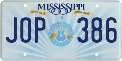 MS license plate JOP386