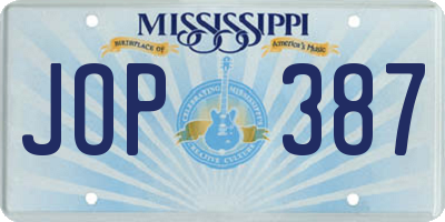 MS license plate JOP387