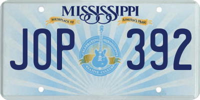 MS license plate JOP392