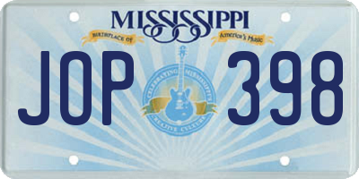 MS license plate JOP398
