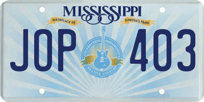 MS license plate JOP403