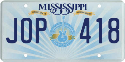 MS license plate JOP418