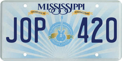 MS license plate JOP420