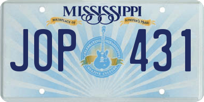 MS license plate JOP431