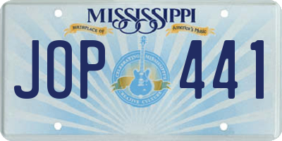 MS license plate JOP441