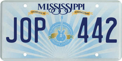 MS license plate JOP442