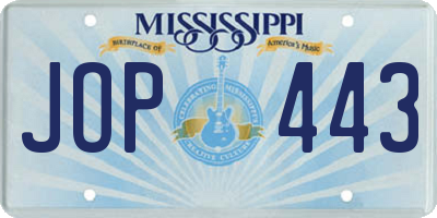 MS license plate JOP443