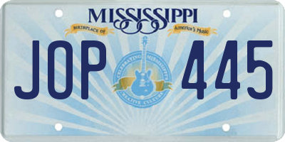 MS license plate JOP445