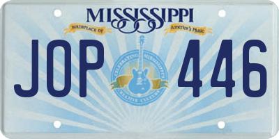 MS license plate JOP446