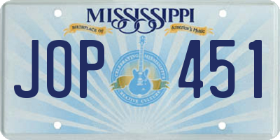MS license plate JOP451