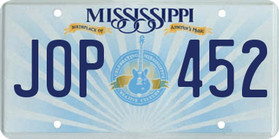 MS license plate JOP452