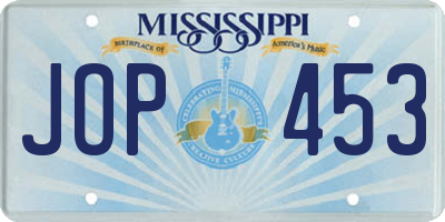 MS license plate JOP453