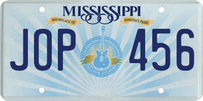 MS license plate JOP456