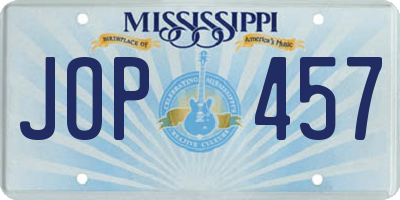 MS license plate JOP457