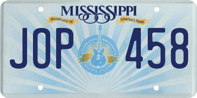 MS license plate JOP458