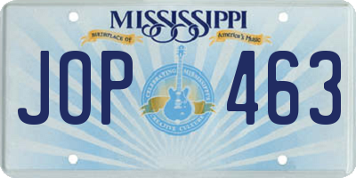 MS license plate JOP463