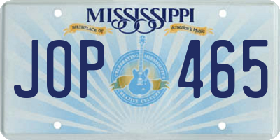MS license plate JOP465