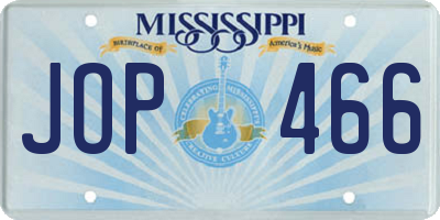 MS license plate JOP466