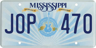 MS license plate JOP470