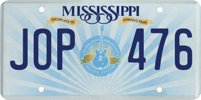 MS license plate JOP476