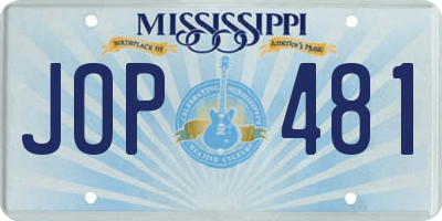 MS license plate JOP481