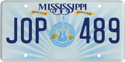 MS license plate JOP489