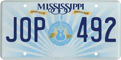 MS license plate JOP492