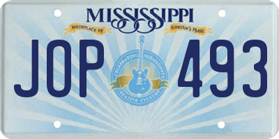 MS license plate JOP493