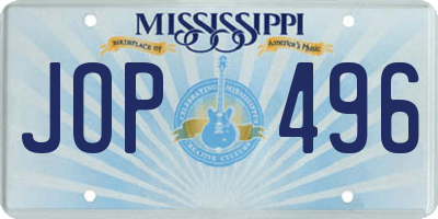 MS license plate JOP496