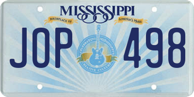 MS license plate JOP498