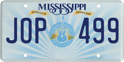 MS license plate JOP499