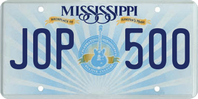 MS license plate JOP500