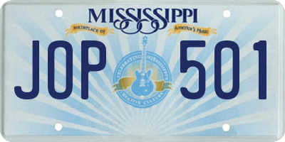 MS license plate JOP501