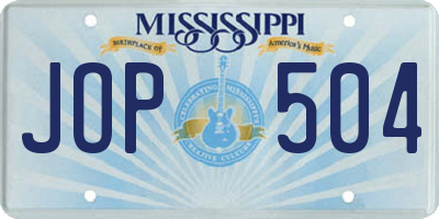 MS license plate JOP504