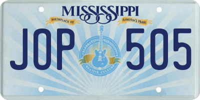 MS license plate JOP505