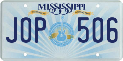MS license plate JOP506