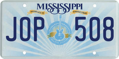 MS license plate JOP508