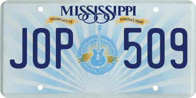 MS license plate JOP509