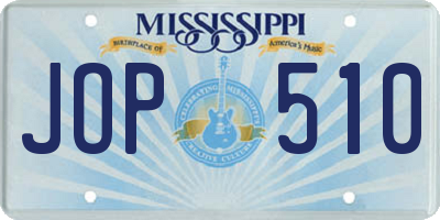 MS license plate JOP510