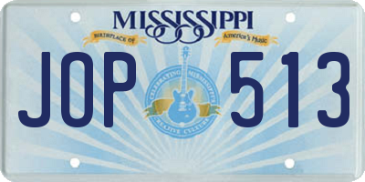 MS license plate JOP513