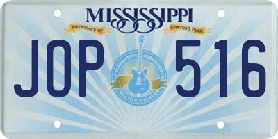 MS license plate JOP516