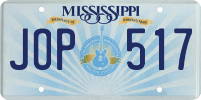 MS license plate JOP517