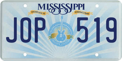 MS license plate JOP519