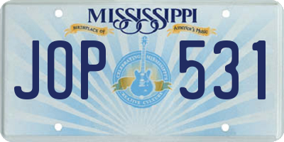 MS license plate JOP531