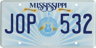 MS license plate JOP532